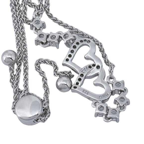 Vintage PAJ Sterling Silver 925 White Topaz Heart Slider Bracelet 4"-9" - Picture 3 of 6